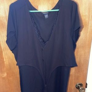 Torrid Tie Front Blouse with Lace Detail